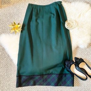 ✨PENDLETON Hunter Green Tartan Tea-Length Skirt A-Line Women’s Size 6✨